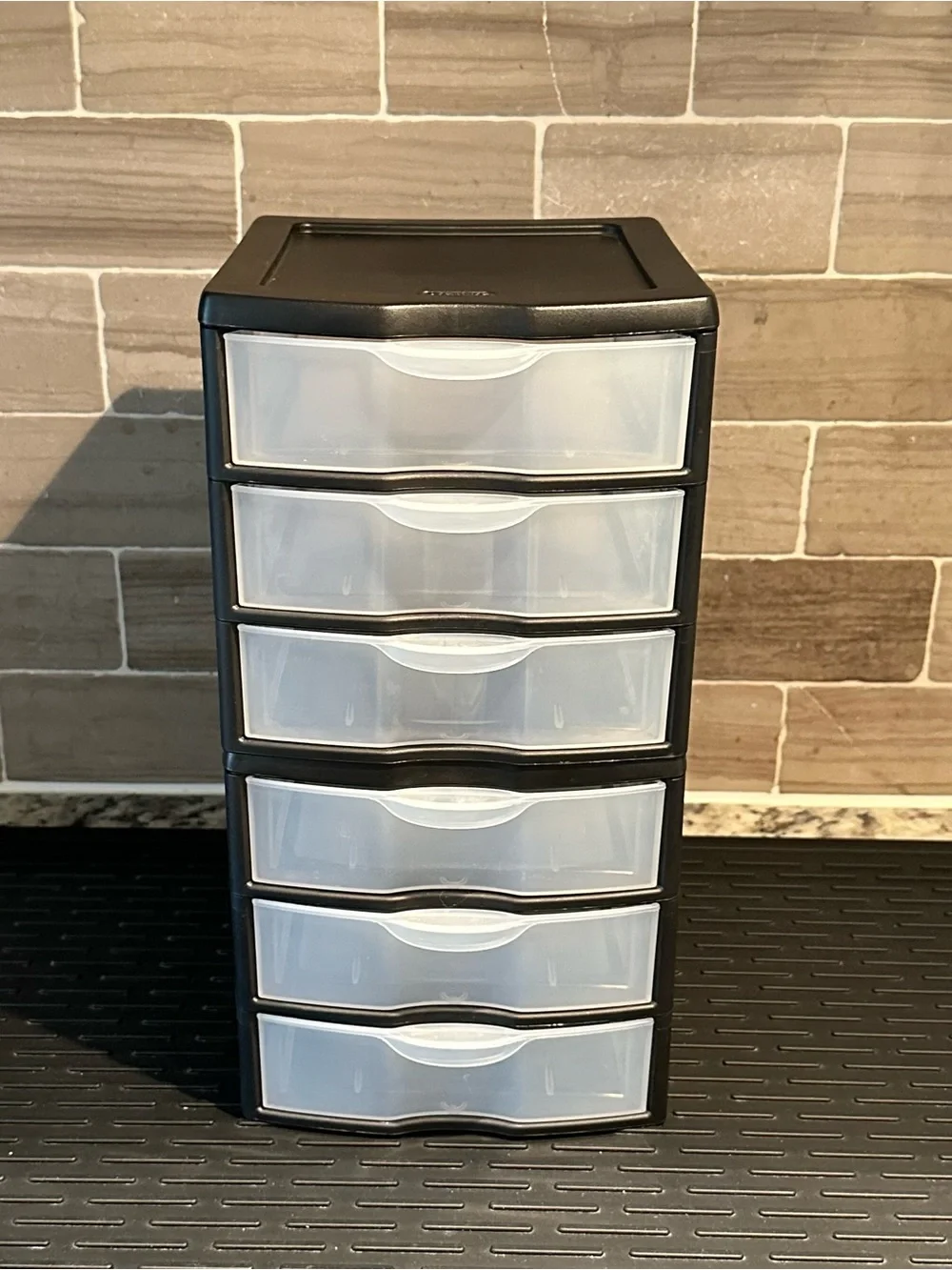 Sterilite Small 3-Drawer Desktop Storage Units Set of 2 Black & Frosted Clear